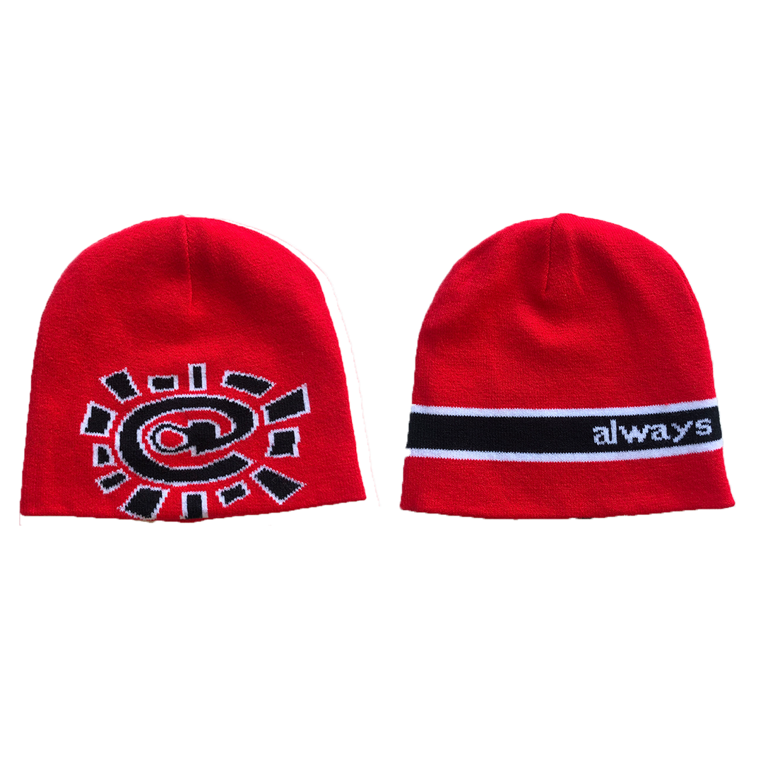 reversible no cuff beanie - red