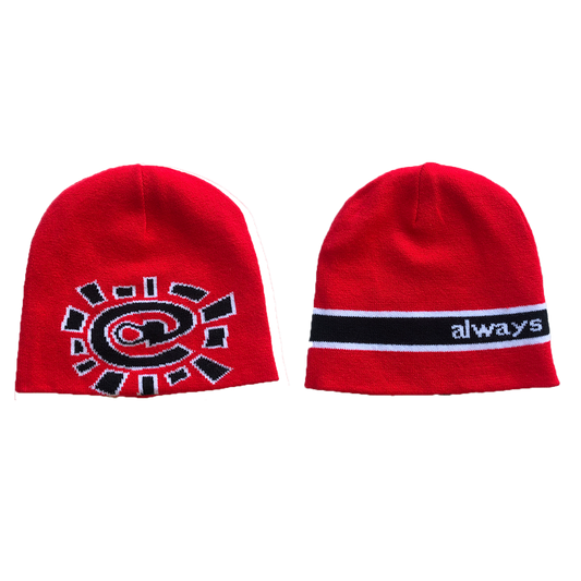 reversible no cuff beanie - red