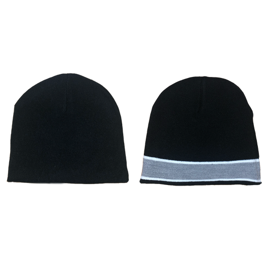 reversible no cuff beanie - silver