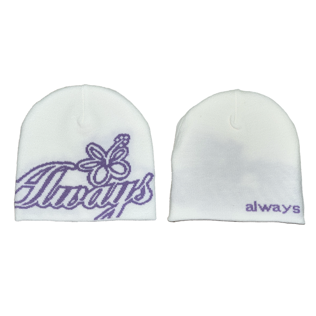 always script beanie - white/purple
