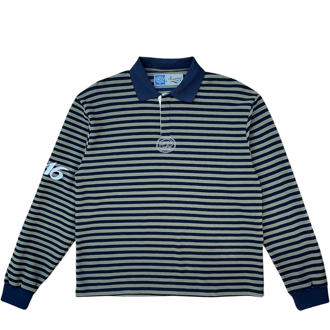 clean stripe rugby polo - navy/khaki