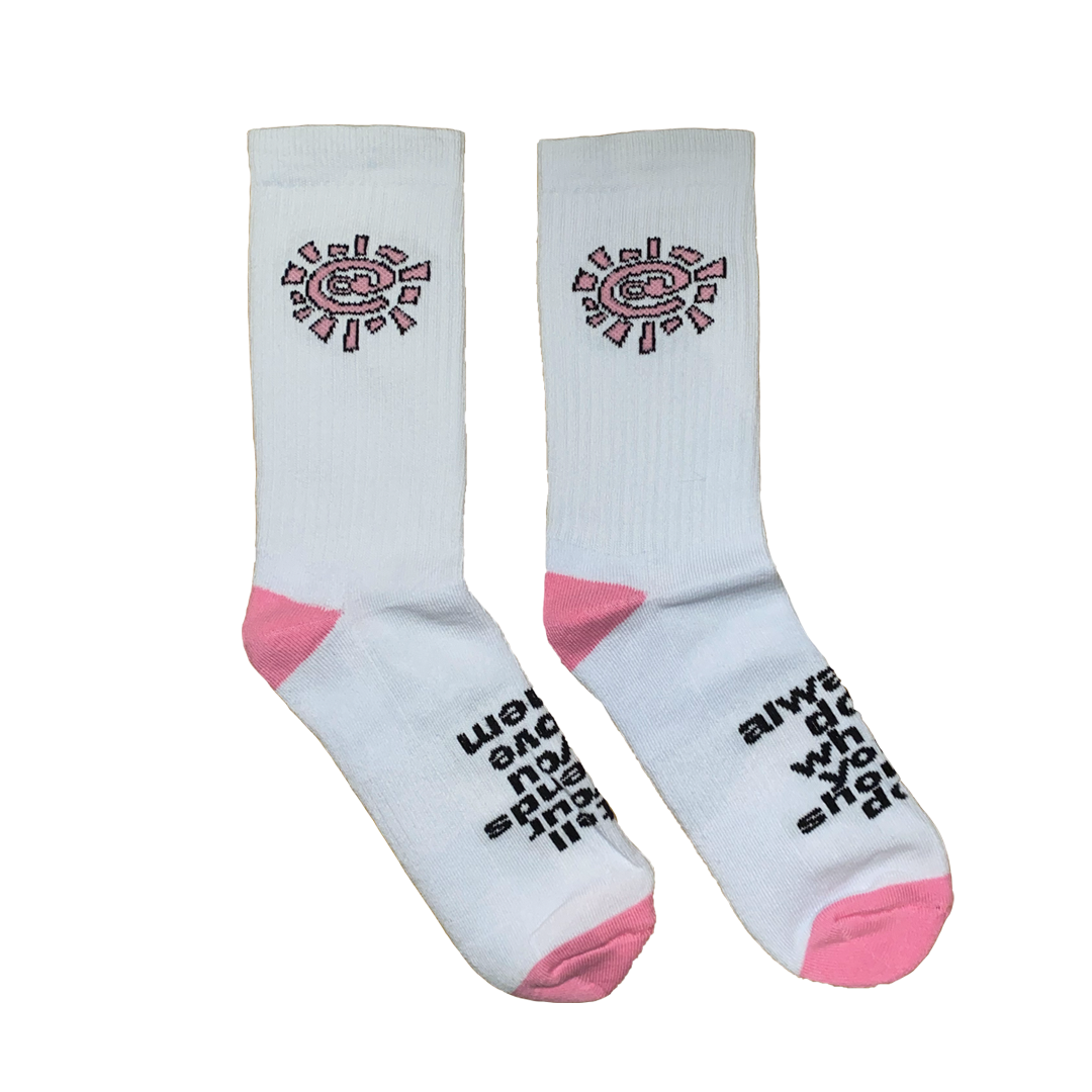 white / pink @sun sock