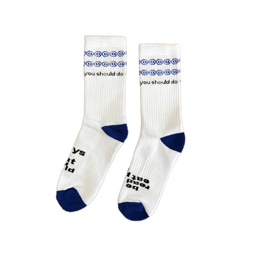 white / blue @@@@@@ sock