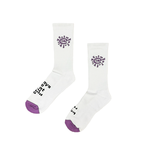 solid @sun sock - white / purple