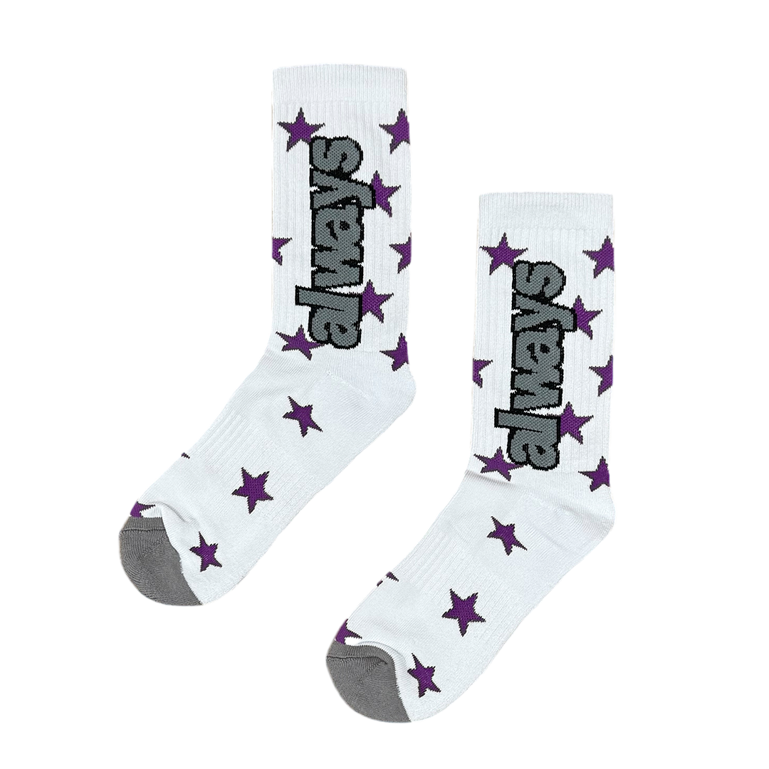 star always up sock purple