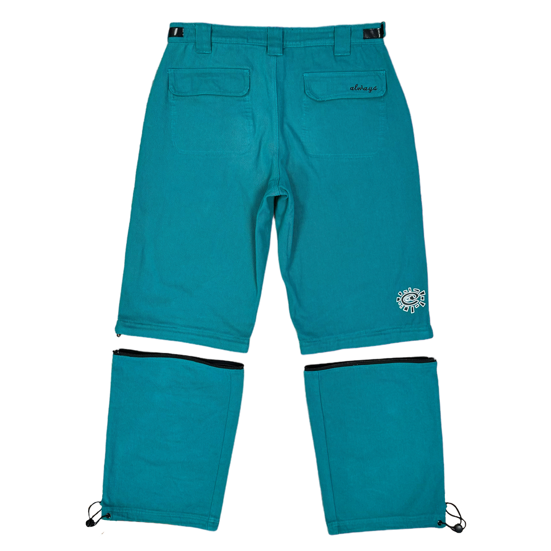 zip off drill trouser - jade