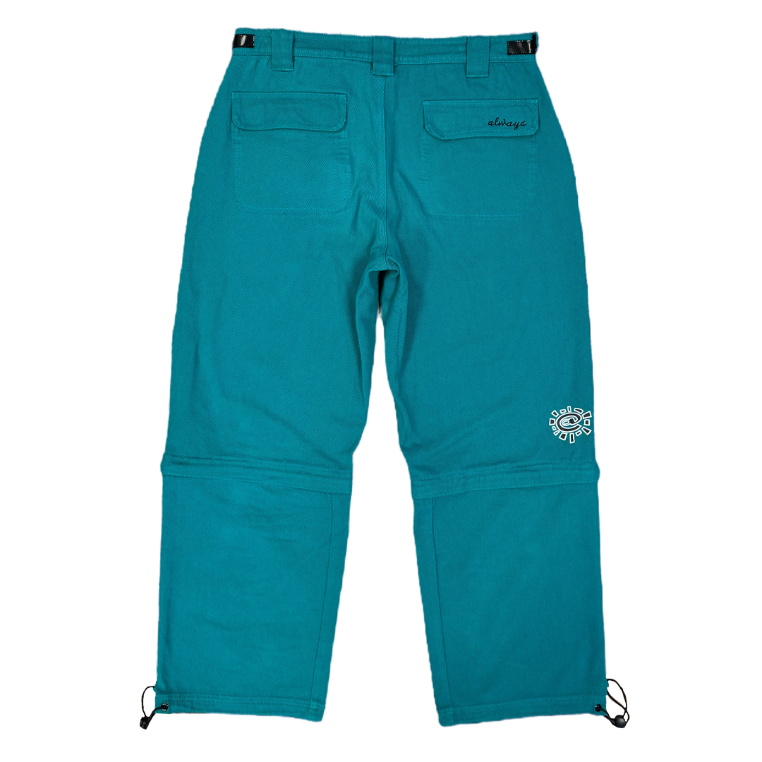 zip off drill trouser - jade