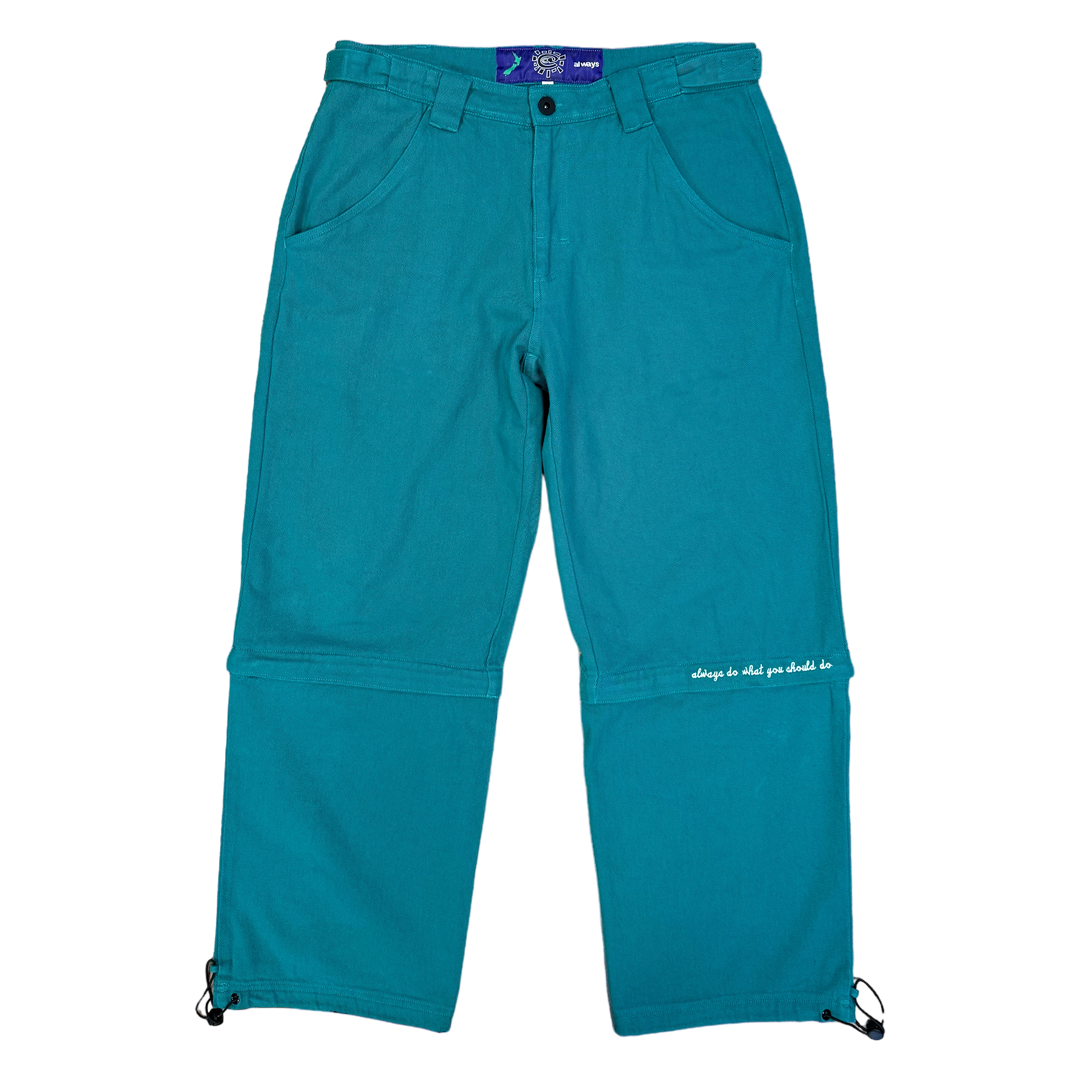 zip off drill trouser - jade