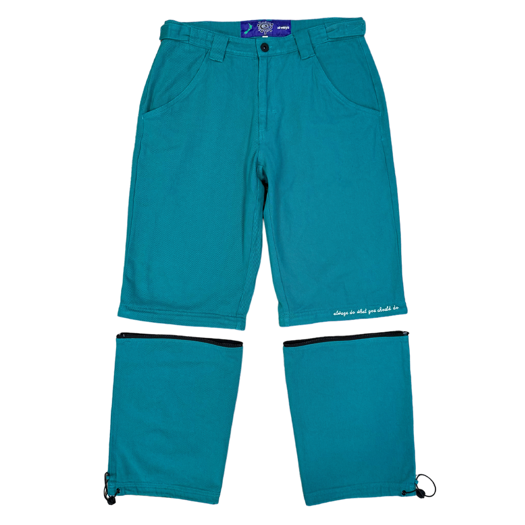 zip off drill trouser - jade