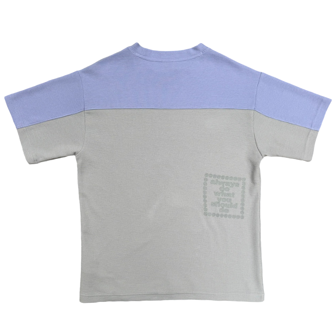 panelled waffle tshirt - lilac/silver
