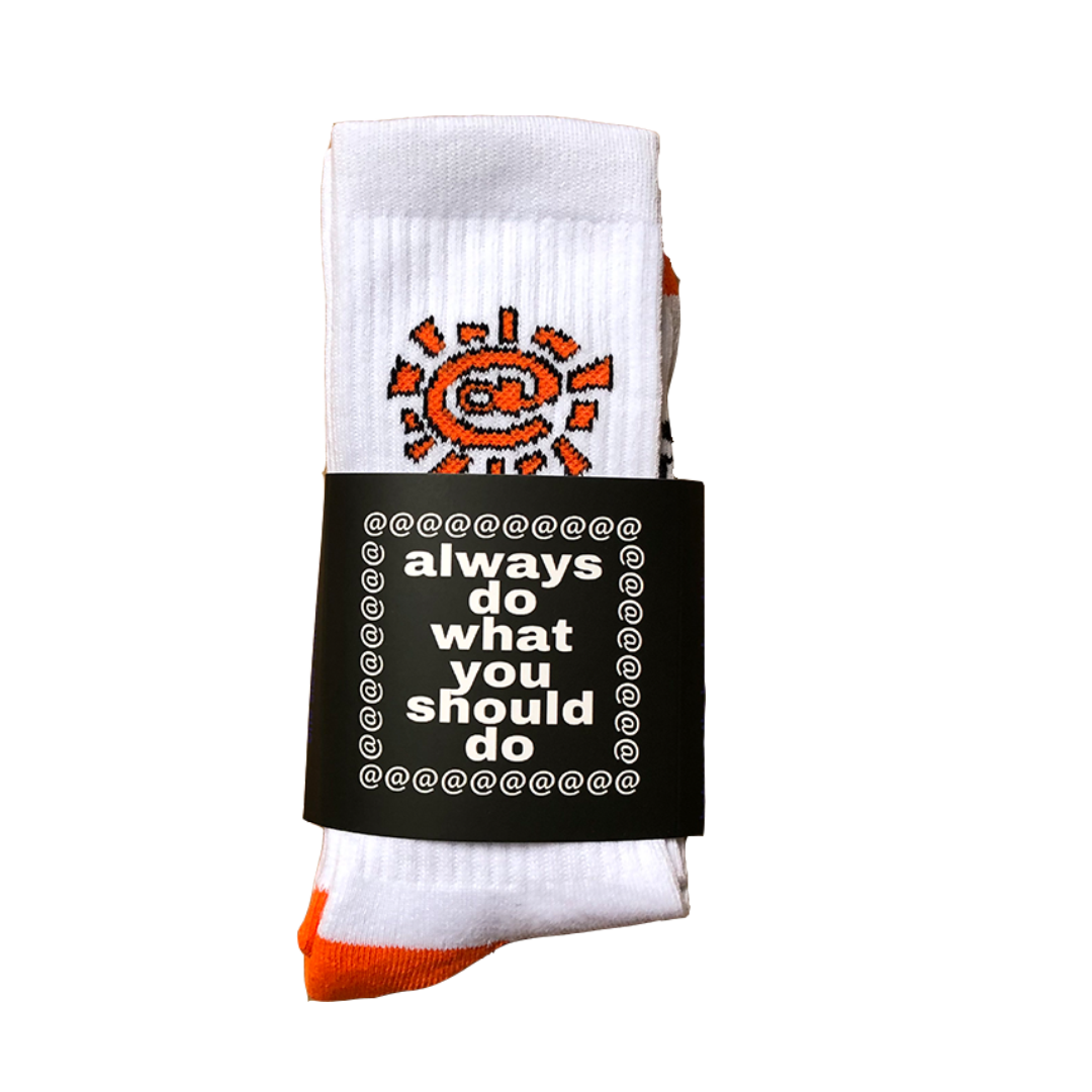 white / orange @sun sock