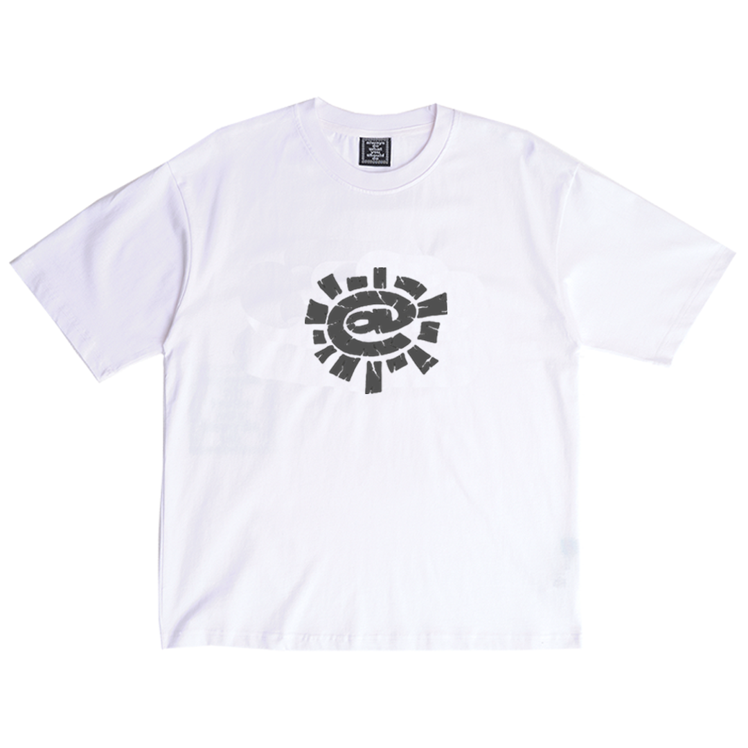cracked sun tshirt - white