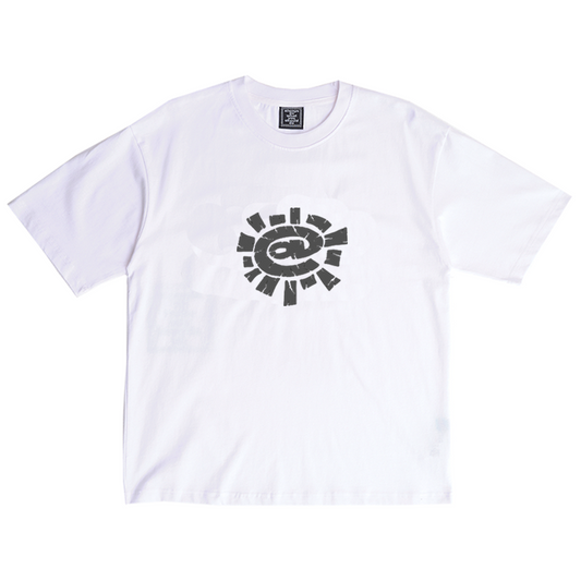 cracked sun tshirt - white