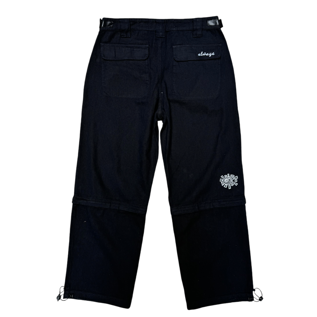 zip off drill trouser - black