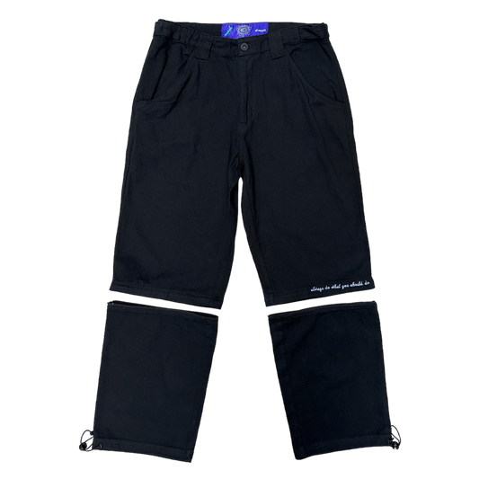 zip off drill trouser - black