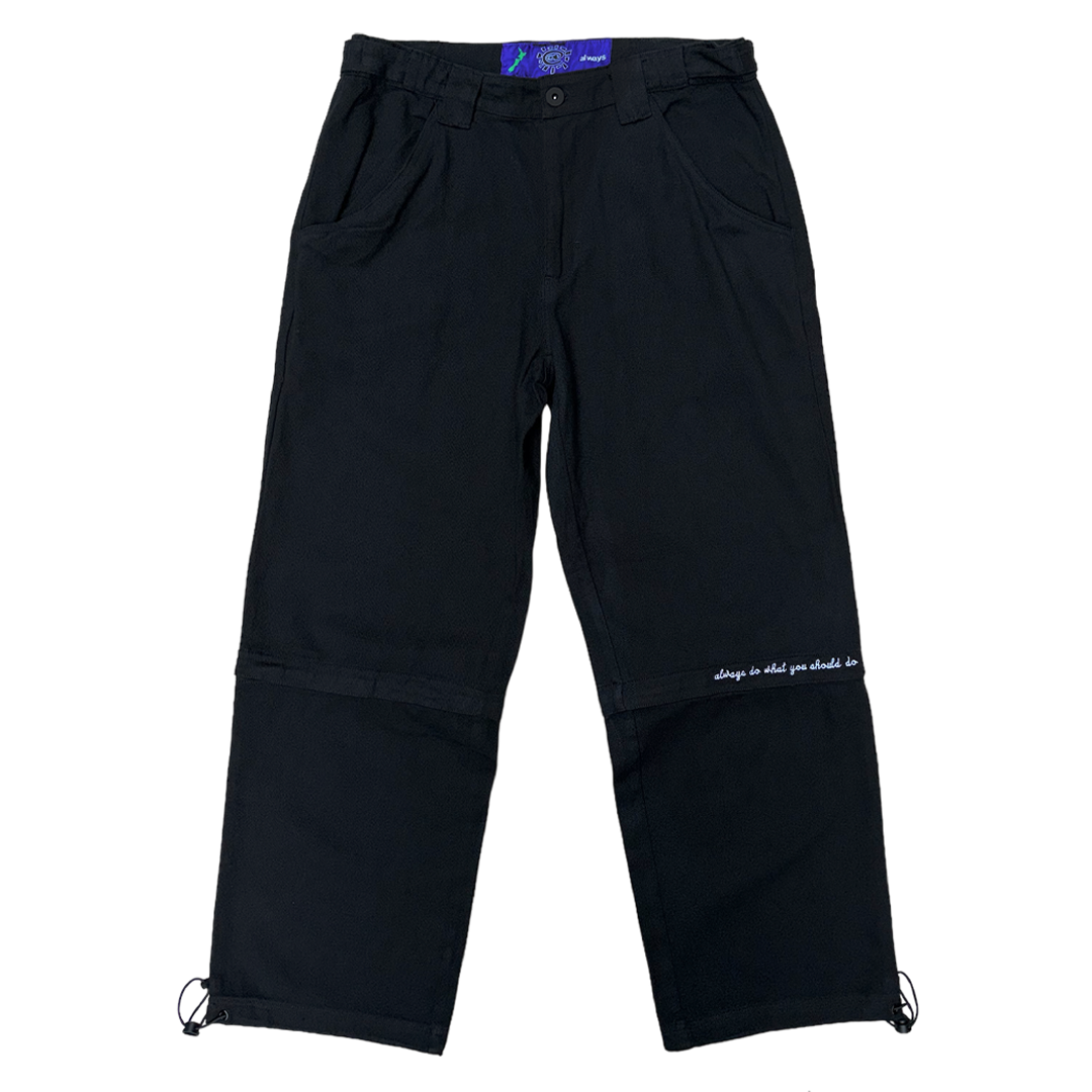zip off drill trouser - black