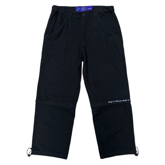 zip off drill trouser - black